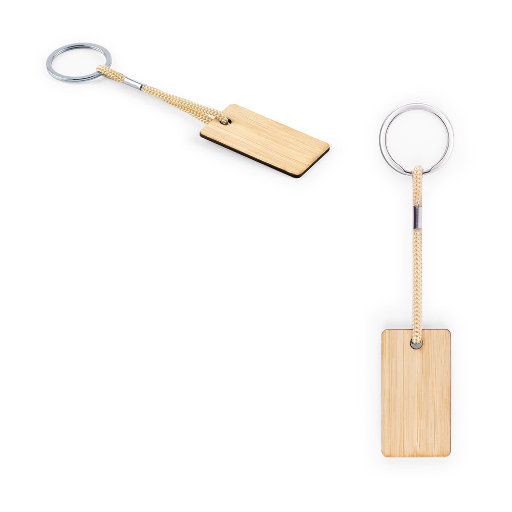 HOPPS. Llavero rectangular de bambú con cordón de PET - imagen 1